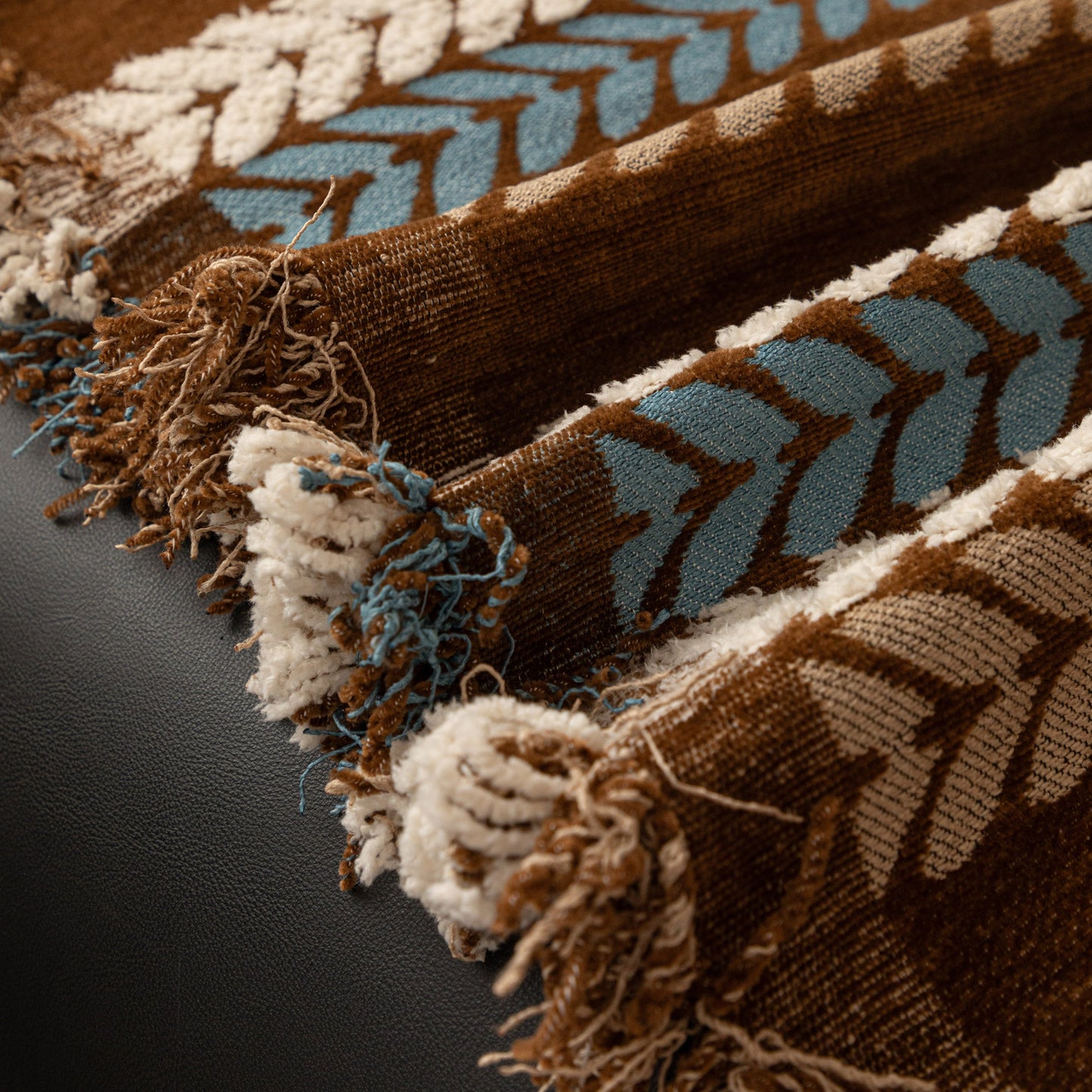Cozy Decorative Throw Blanket for Couches, Boho Plush Woven Sofa Cover with Stripes
