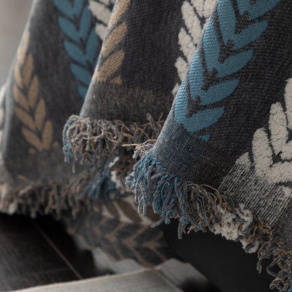Cozy Decorative Throw Blanket for Couches, Boho Plush Woven Sofa Cover with Stripes