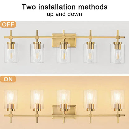 Jasper Modern Clear Glass 5-Light Bathroom Vanity Light
