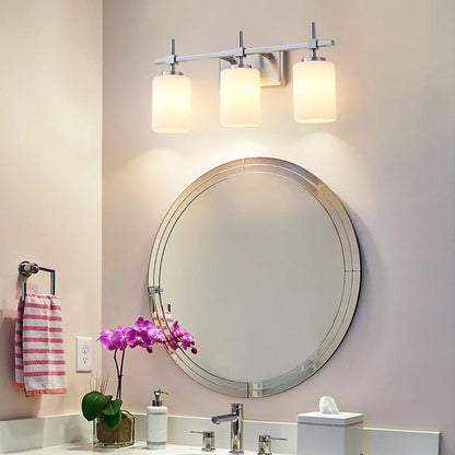 Jasper Gold Modern Frosted Glass 3-Light Bathroom Vanity Light