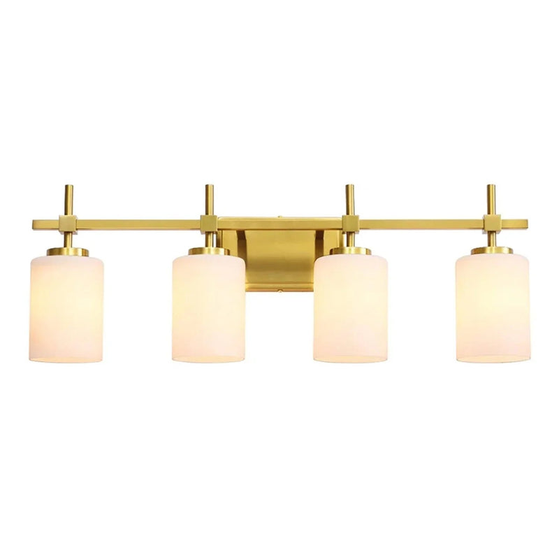 Jasper Gold Modern Frosted Glass 4-Light Bathroom Vanity Light