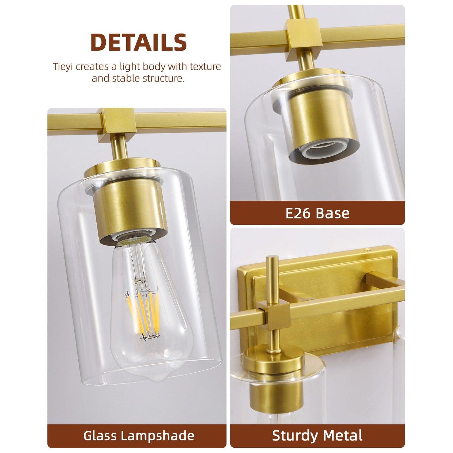 Jasper Modern Clear Glass 6-Light Bathroom Vanity Light