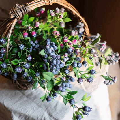 Artificial Fruit Alpine Blueberry Stem 22.4" Tall Silk Plant