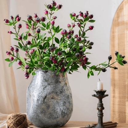 Artificial Fruit Alpine Blueberry Stem 22.4" Tall Silk Plant