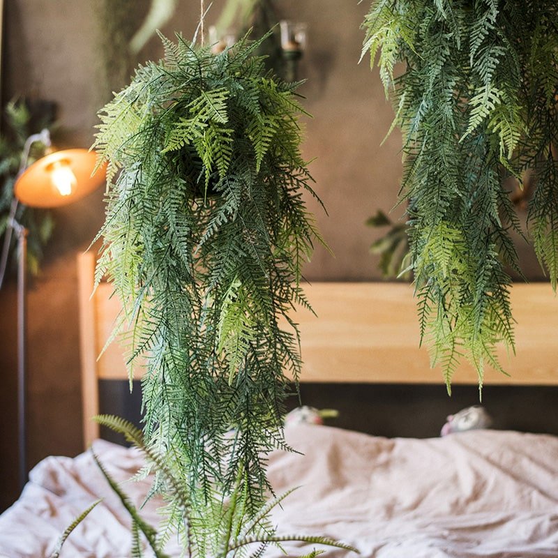 Faux Artificial Asparagus Setaceus Hanging Fern Plant, view 2