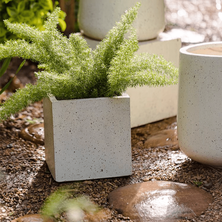 Modern White Planter Square, view 2
