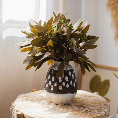 Artificial Oval Leaf Eucalyptus Stem Bundle in Brown 18" Tall Faux