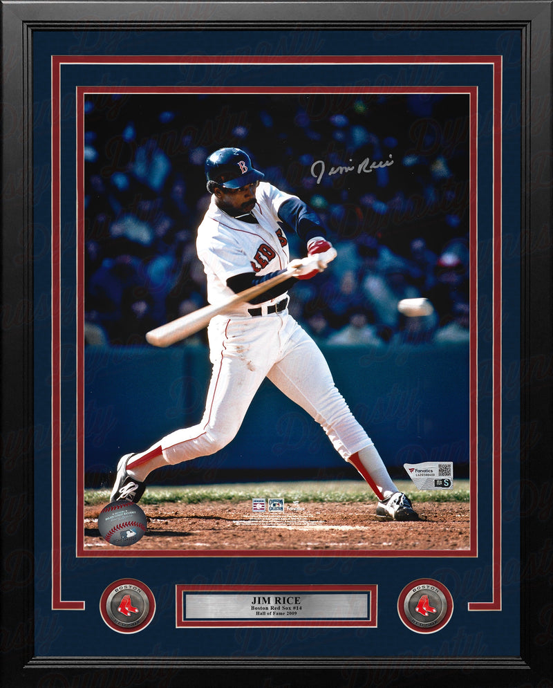 Jim Rice At-Bat Boston Red Sox Autographed 16" x 20" Framed Baseball Photo