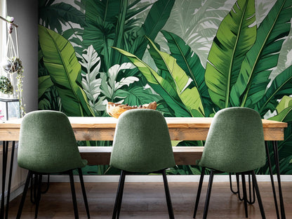 Rainforest Jungle Wallpaper. Banana Leaf Wall Mural. #6788