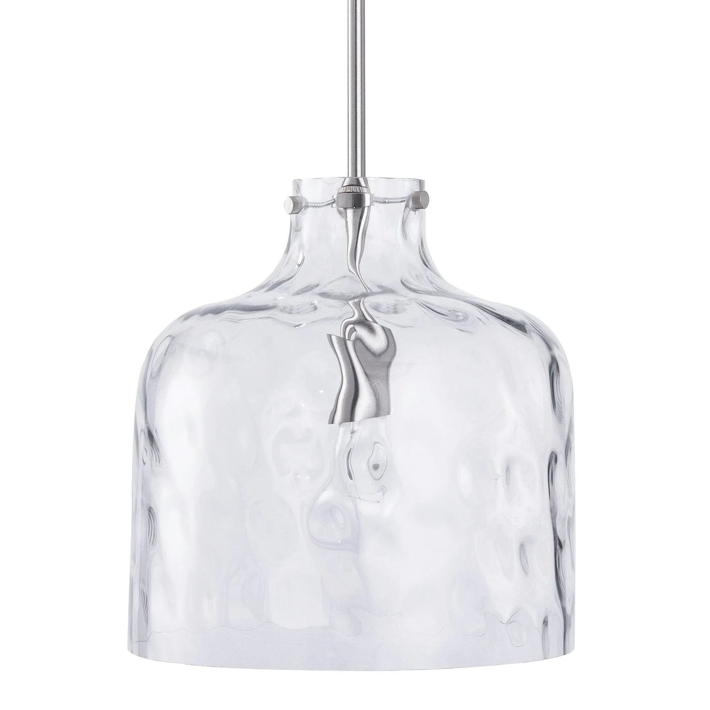 Kara Farmhouse 1-Light Textured Glass Nickel Island Pendant Light