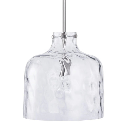 Kara Farmhouse 1-Light Textured Glass Nickel Island Pendant Light