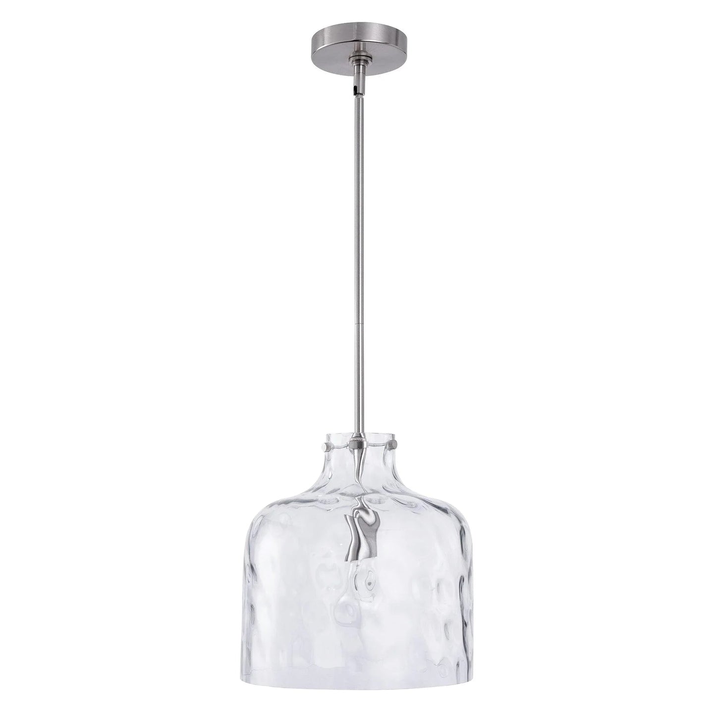 Kara Farmhouse 1-Light Textured Glass Nickel Island Pendant Light