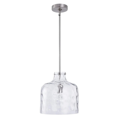 Kara Farmhouse 1-Light Textured Glass Nickel Island Pendant Light