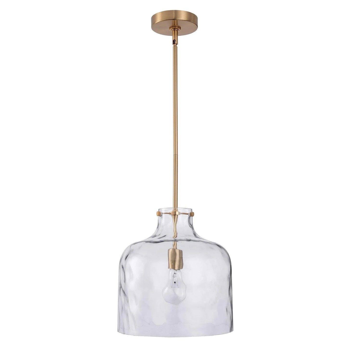 Kara Farmhouse 1-Light Textured Glass Nickel Island Pendant Light