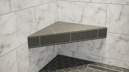 The Original Floating Corner Shower Bench Kit™ with Orange Waterproof Board