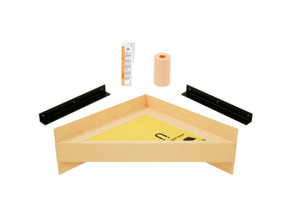 The Original Floating Corner Shower Bench Kit™ with Orange Waterproof Board