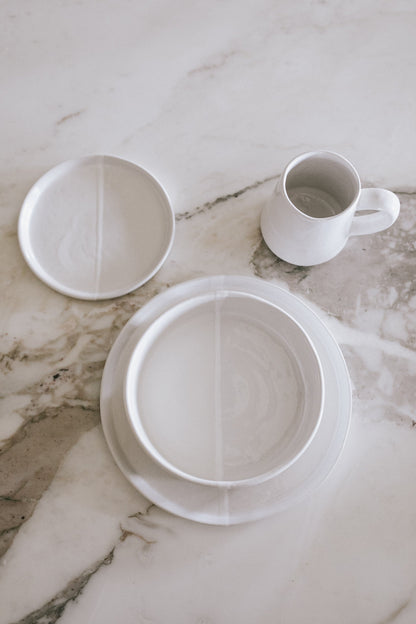 Sonnet Stoneware Coffee Mug - Matte White/ Glossy White - Set of 4