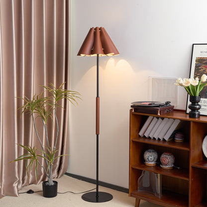 Floor Lamp with Leather Lampshade