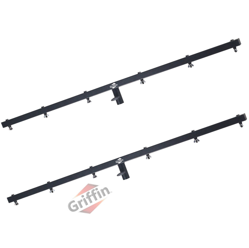 T-Bar Support for DJ Light Tripod Stands (2 Pack) | GRIFFIN Cross Bar Mount for Stage Lighting Truss System with 12 Hanging Bolts | 5FT Horizontal Trussing Kit