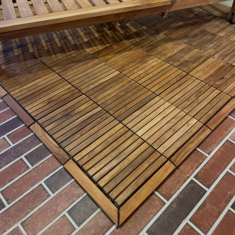 Teak Interlocking Tile End Pieces (Loop, Pin or Corner)