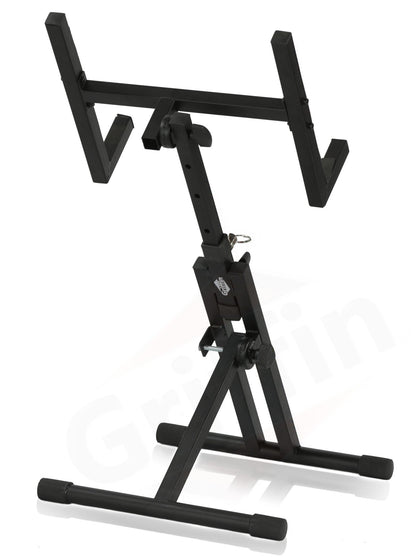 Guitar Combo Amplifier Stand by GRIFFIN | PA Speaker Karaoke Monitor Holder | Low Profile Pro-Audio Amp Tilt Back Mount Stand | Adjustable Speaker Cabinet Stage Equipment Platform Riser & Studio Chair