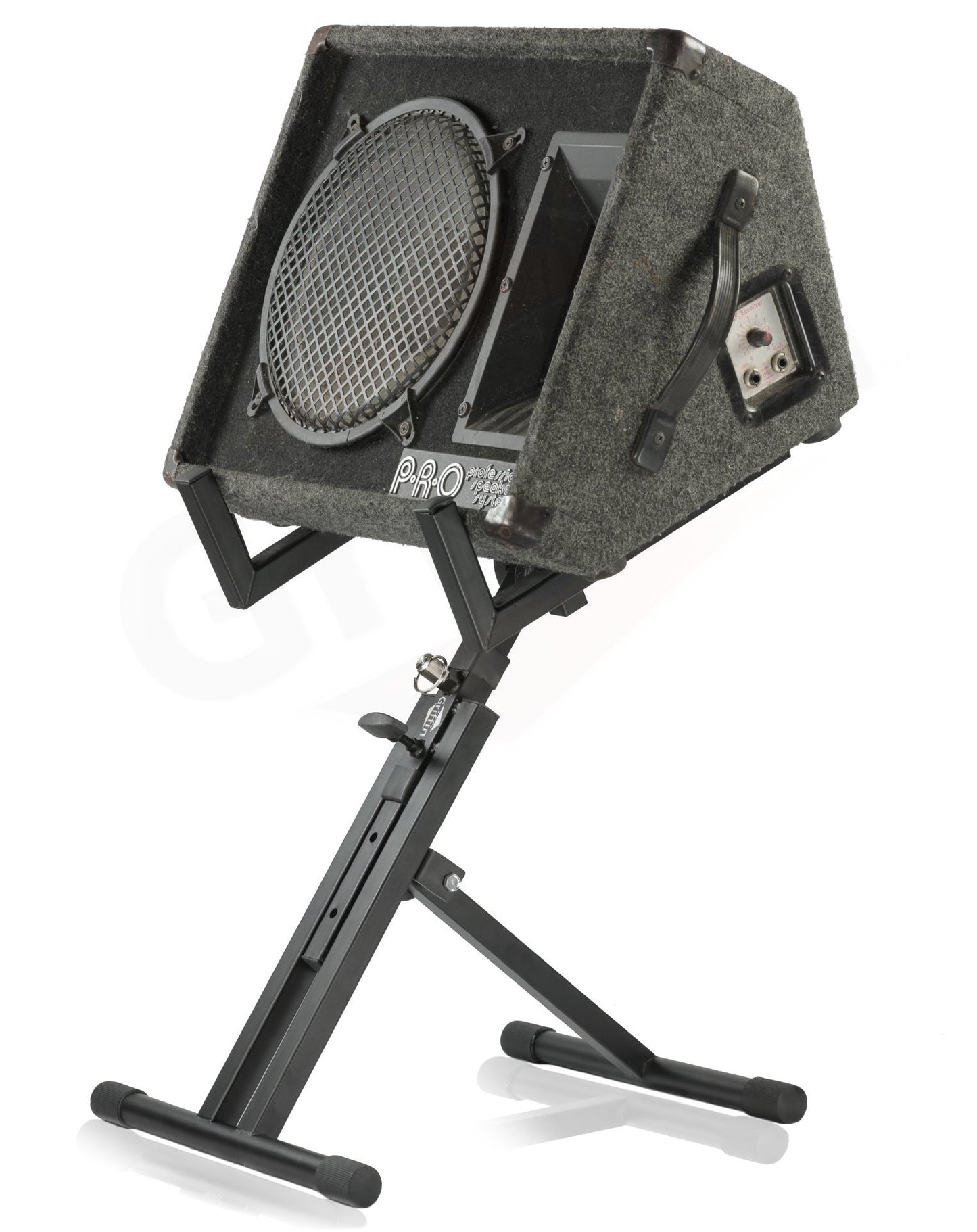 Guitar Combo Amplifier Stand by GRIFFIN | PA Speaker Karaoke Monitor Holder | Low Profile Pro-Audio Amp Tilt Back Mount Stand | Adjustable Speaker Cabinet Stage Equipment Platform Riser & Studio Chair