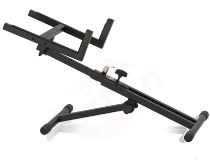 Guitar Combo Amplifier Stand by GRIFFIN | PA Speaker Karaoke Monitor Holder | Low Profile Pro-Audio Amp Tilt Back Mount Stand | Adjustable Speaker Cabinet Stage Equipment Platform Riser & Studio Chair