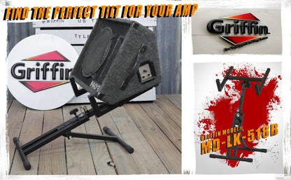 Guitar Combo Amplifier Stand by GRIFFIN - PA Speaker Karaoke Monitor Holder - Low Profile Pro-Audio Amp Tilt Back Mount Stand for Speaker Cabinet