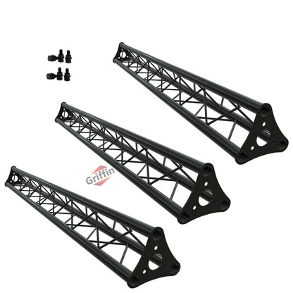 3-PACK Stage Mount Triangle Truss Extension by GRIFFIN | 5Ft Trussing Sections for DJ Booth Lighting System Stand | Mount Light Cans & Sound Effects for Pro Audio Equipment Gear | Parties, Live Gigs