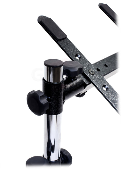Double DJ Laptop Stand by FAT TOAD | 2 Tier PC Table Holder | Portable Computer Clamp Equipment Rack with Support Mounts for Music Studio Mixers, Controllers, Monitors, & Disc Jockey Booth Gear