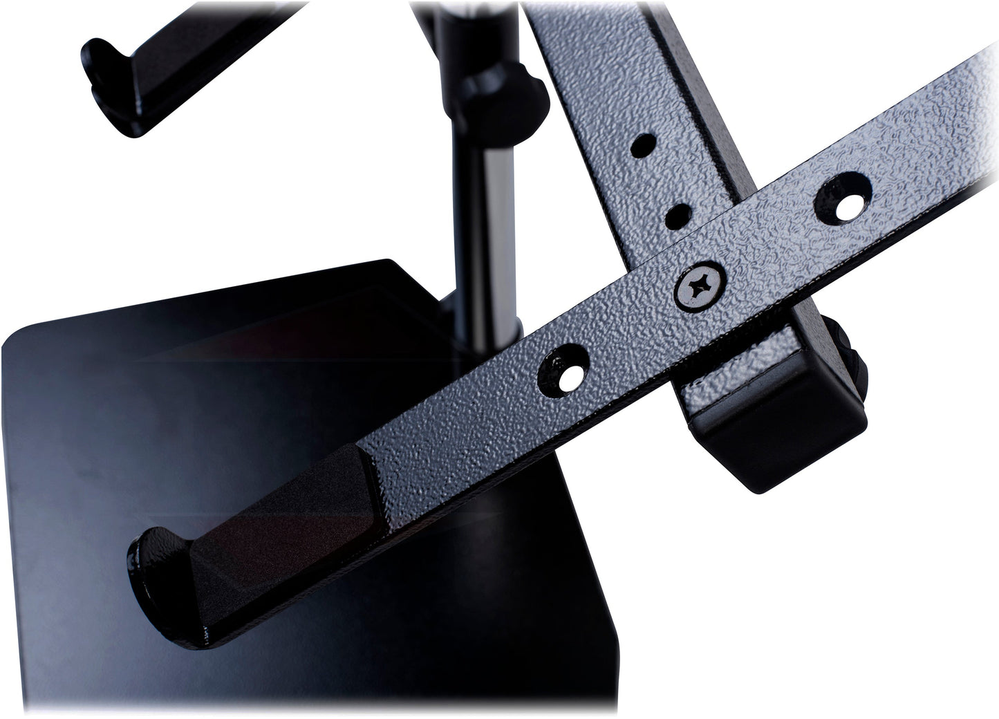 Double DJ Laptop Stand by FAT TOAD | 2 Tier PC Table Holder | Portable Computer Clamp Equipment Rack with Support Mounts for Music Studio Mixers, Controllers, Monitors, & Disc Jockey Booth Gear