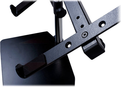Double DJ Laptop Stand by FAT TOAD | 2 Tier PC Table Holder | Portable Computer Clamp Equipment Rack with Support Mounts for Music Studio Mixers, Controllers, Monitors, & Disc Jockey Booth Gear