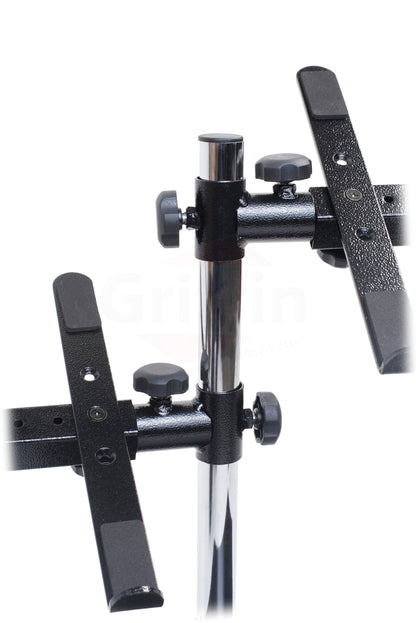 Double DJ Laptop Stand by FAT TOAD | 2 Tier PC Table Holder | Portable Computer Clamp Equipment Rack with Support Mounts for Music Studio Mixers, Controllers, Monitors, & Disc Jockey Booth Gear