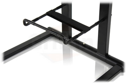 Folding DJ Laptop Stand with Sub-tray Shelf by FAT TOAD | Pro Audio Computer Table Top Rack Stand Mount for iPads, Mixer Controller & Tablets | Portable PC Gear Clamp Holder | Stage Booth, Home Office