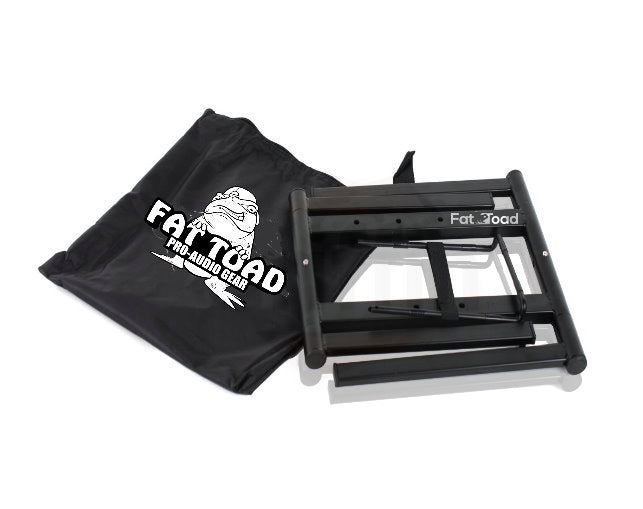 Folding DJ Laptop Stand with Sub-tray Shelf by FAT TOAD - Pro Audio Computer Table Top Rack Stand Mount for iPads, Mixer Controller & Tablets PC Gear