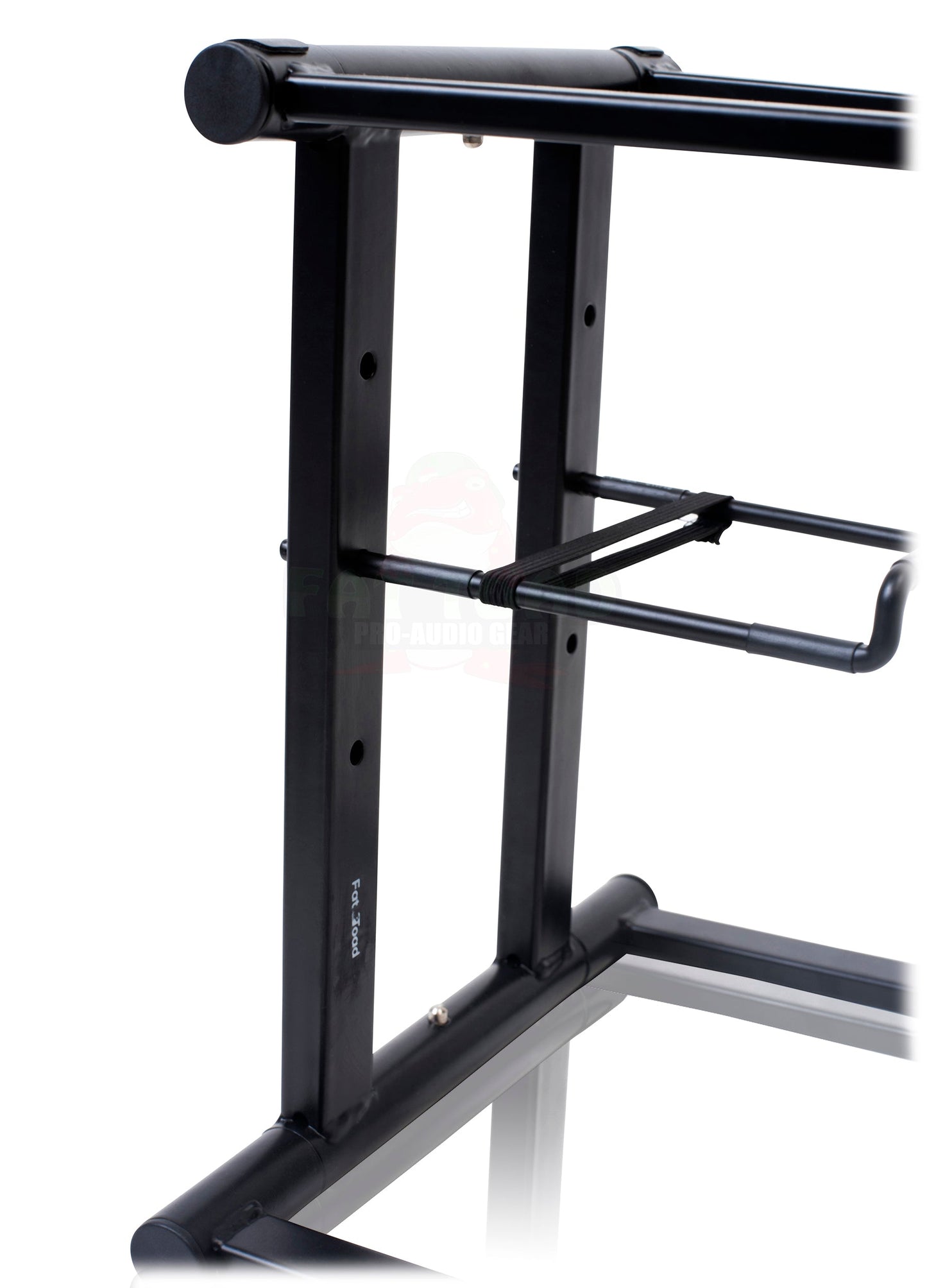 Folding DJ Laptop Stand with Sub-tray Shelf by FAT TOAD | Pro Audio Computer Table Top Rack Stand Mount for iPads, Mixer Controller & Tablets | Portable PC Gear Clamp Holder | Stage Booth, Home Office