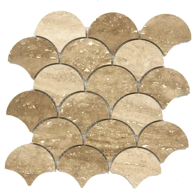 Patara Laguna Pattern 12" x 12" Honed Travertine Mesh-Mounted Mosaic Tile