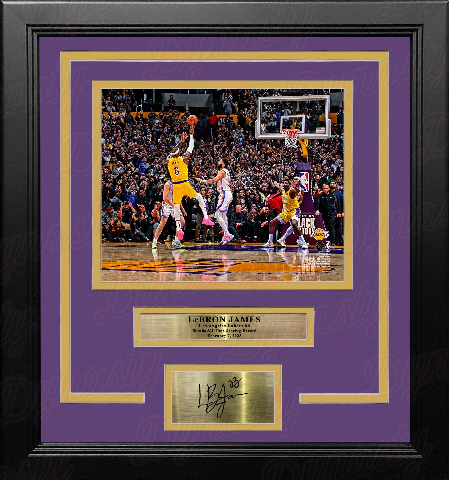 LeBron James Breaks the All-Time Scoring Record LA Lakers 8x10 Framed Photo with Engraved Autograph