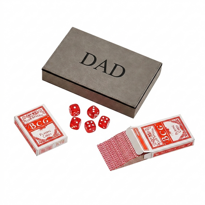 Leatherette 2 Card Deck Set, Grey 5" X 7.75"