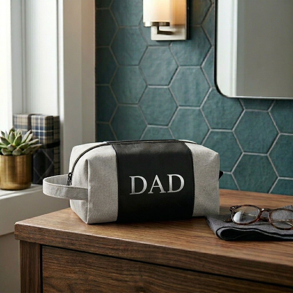 Leatherette/Canvas Black Travel Kit