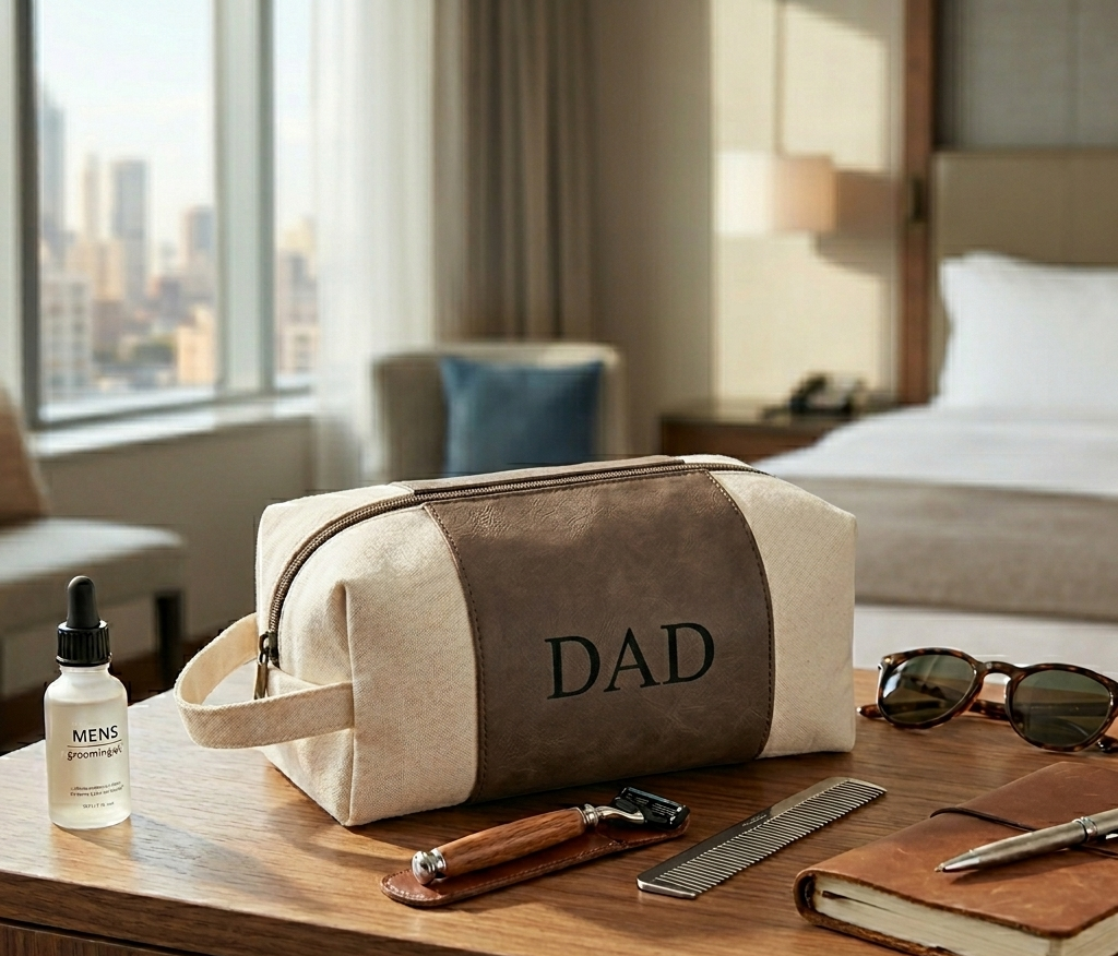 Leatherette/Canvas Grey Travel Kit