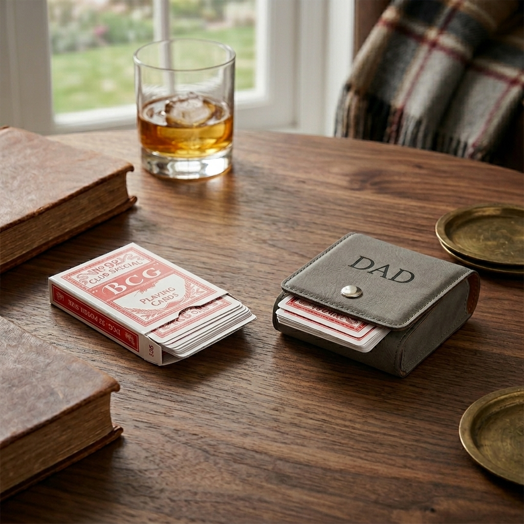 Leatherette Playing Cards Case, Grey 3.75"