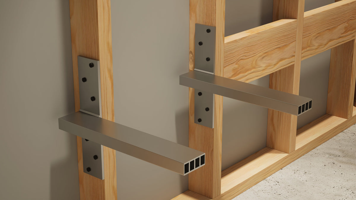The Original Floating Shower Bench Kit­™ with Orange Waterproof Board & Original Shower Bench Bracket®