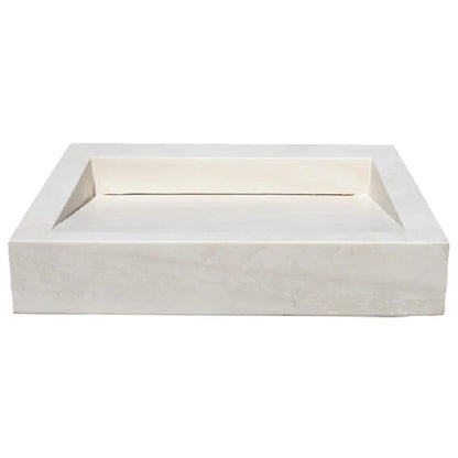 Limestone Rectangular Hidden Drain Vessel Sink - Honed 18x21