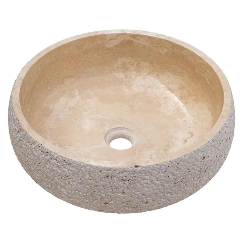 GMSTONE Beige Travertine Handcrafted Bathroom Vessel Sink 16 Inch
