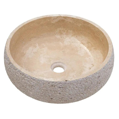 GMSTONE Beige Travertine Handcrafted Bathroom Vessel Sink 16 Inch