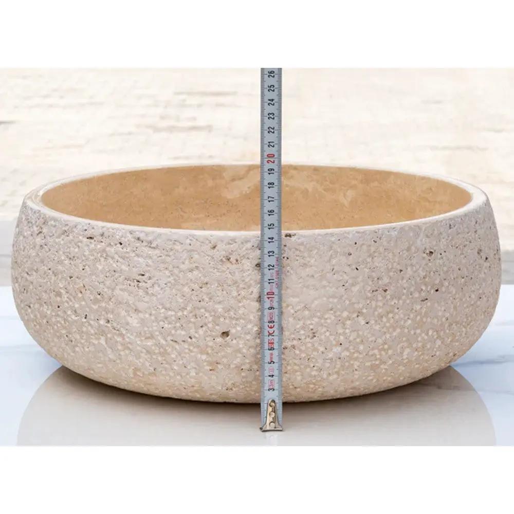 GMSTONE Beige Travertine Handcrafted Bathroom Vessel Sink 16 Inch