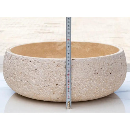 GMSTONE Beige Travertine Handcrafted Bathroom Vessel Sink 16 Inch