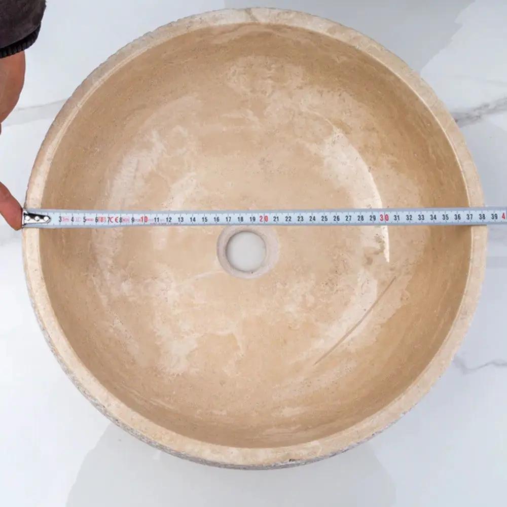 GMSTONE Beige Travertine Handcrafted Bathroom Vessel Sink 16 Inch