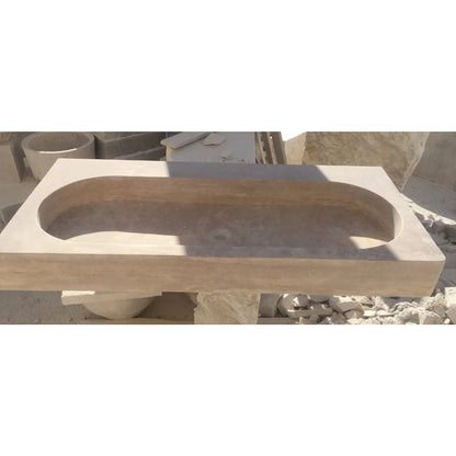 Handcrafted 48 Inch Light Travertine Rectangular Natural Stone
